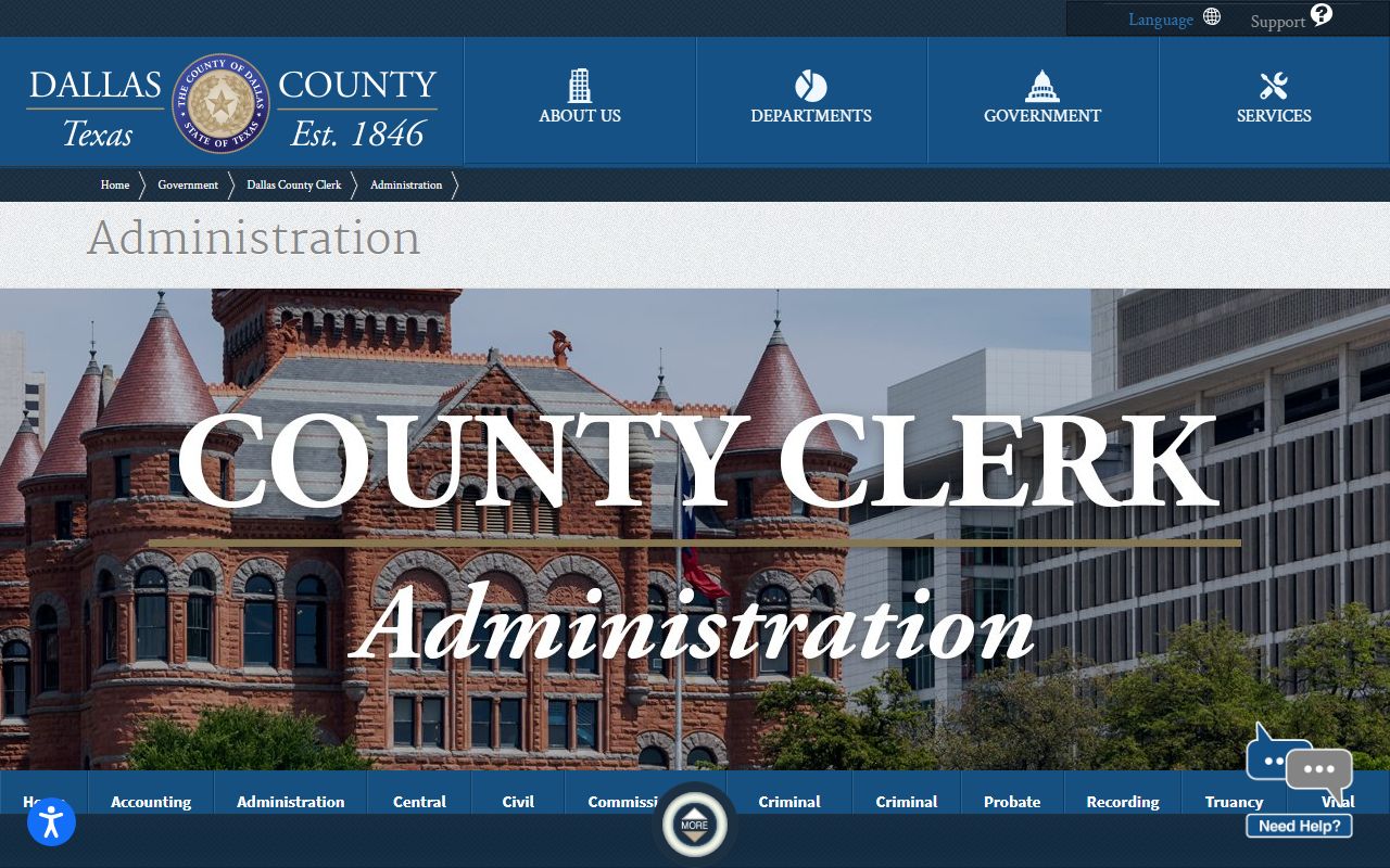 Dallas County Clerk office biography and administration page
