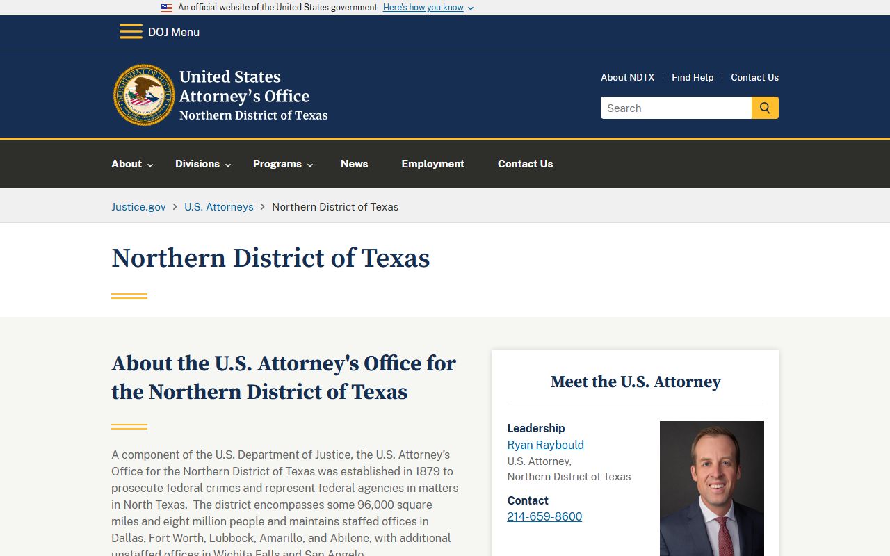 Dallas County court dockets U.S. Attorney for the Northern District of Texas