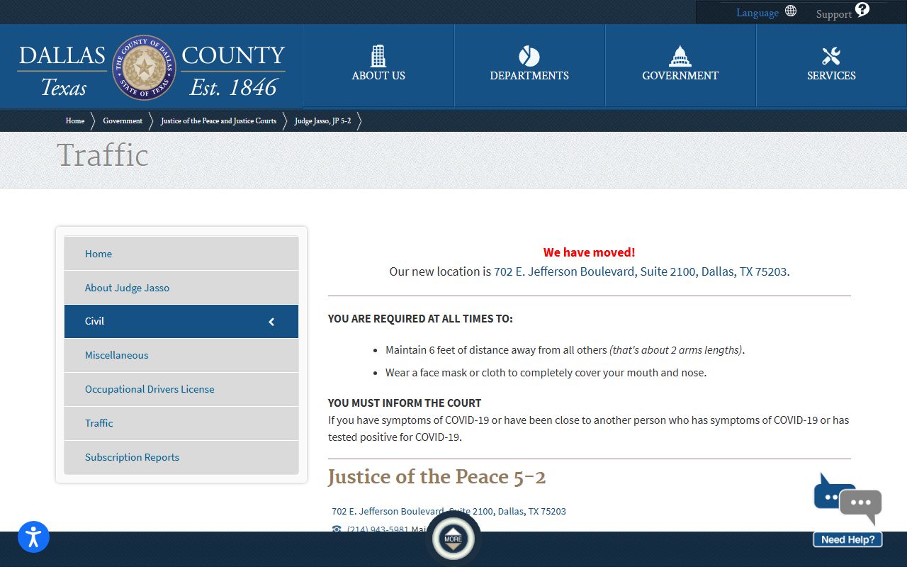 Dallas County court records Justice of the Peace 5-2 traffic page