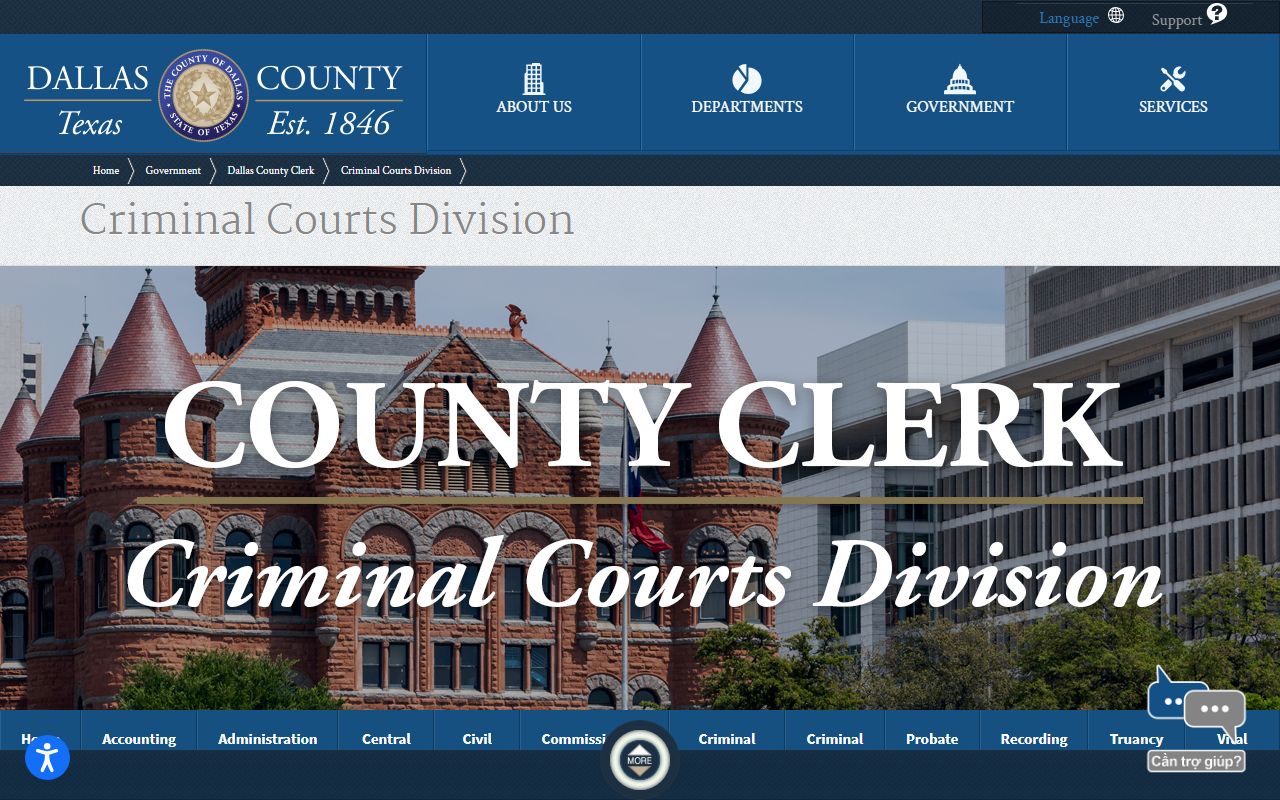 Dallas County arrest records County Clerk criminal courts FAQ page