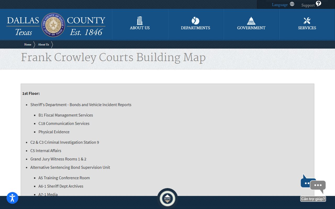 Dallas County District Court Frank Crowley Courts Building map