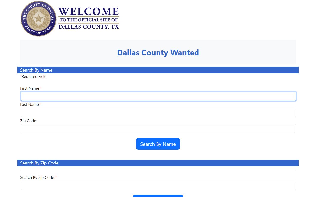 Dallas County inmate population Dallas County Wanted search page