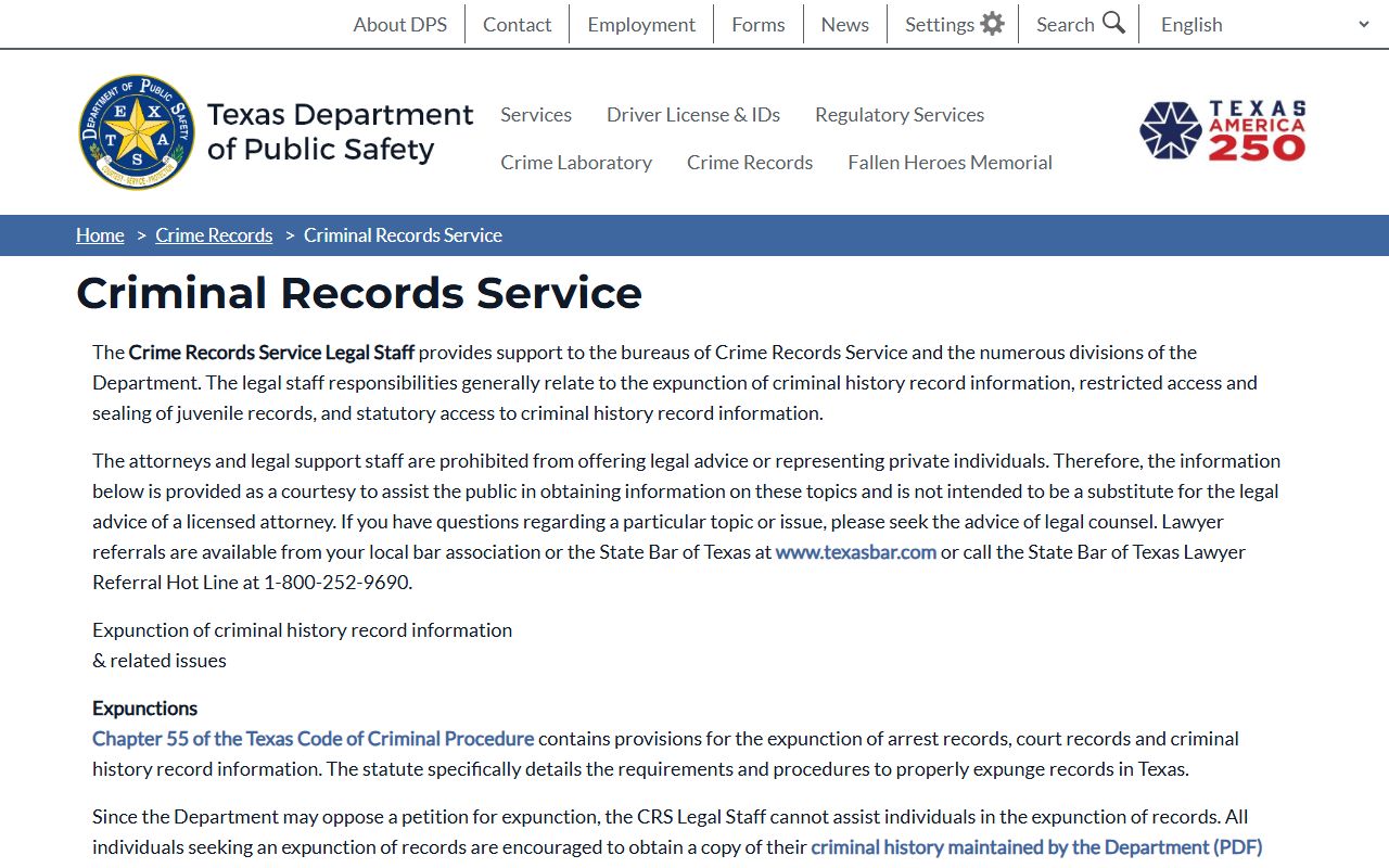 Dallas County marriage and divorce records Texas DPS criminal records service