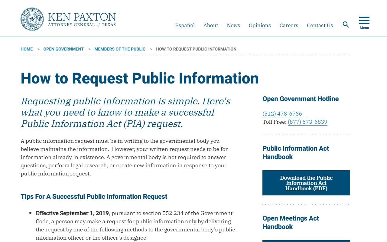 Dallas County public records Texas Attorney General public information guide