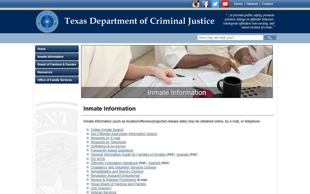 Dallas County released inmates TDCJ inmate information page