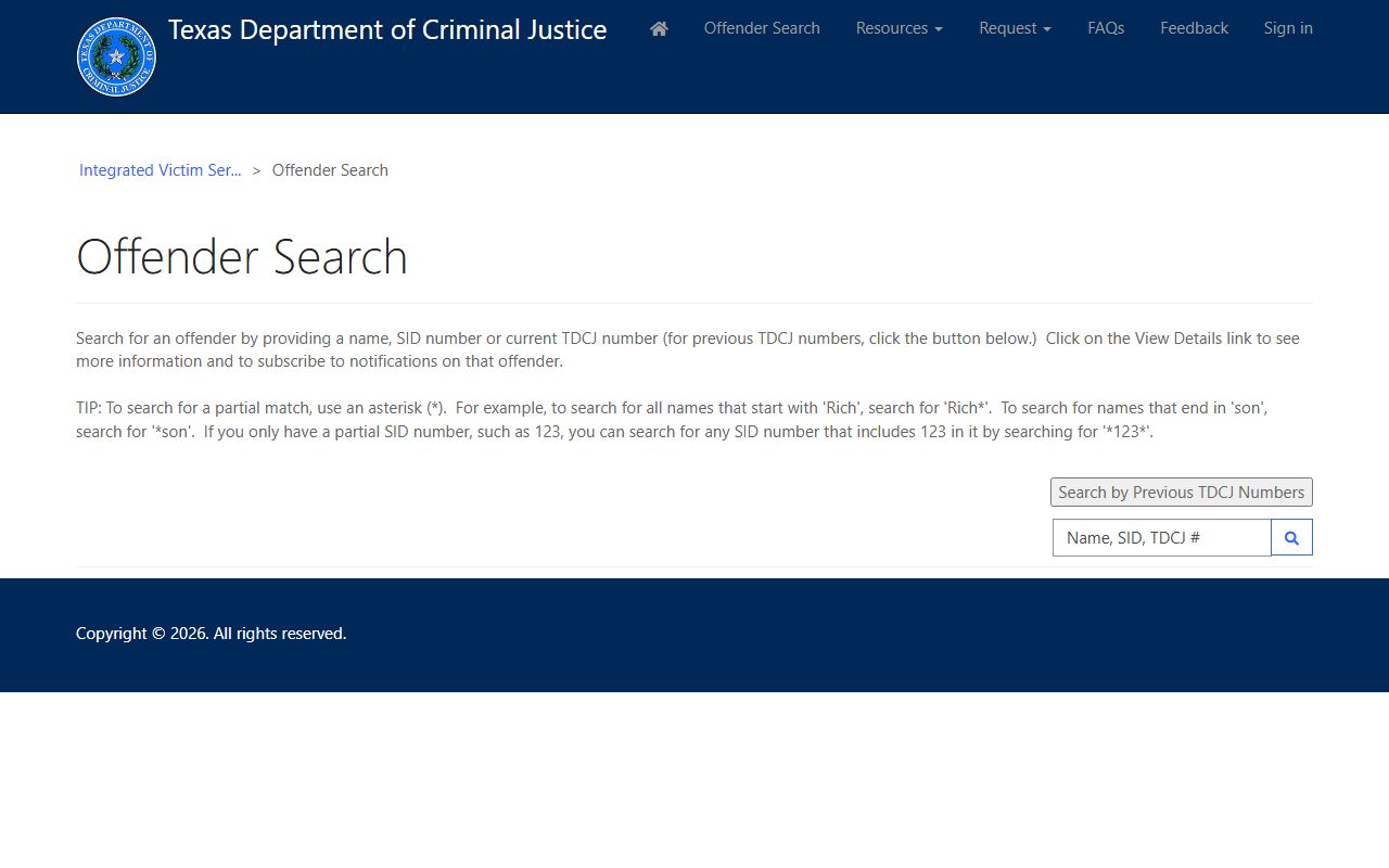 Dallas County released inmates TDCJ online offender search