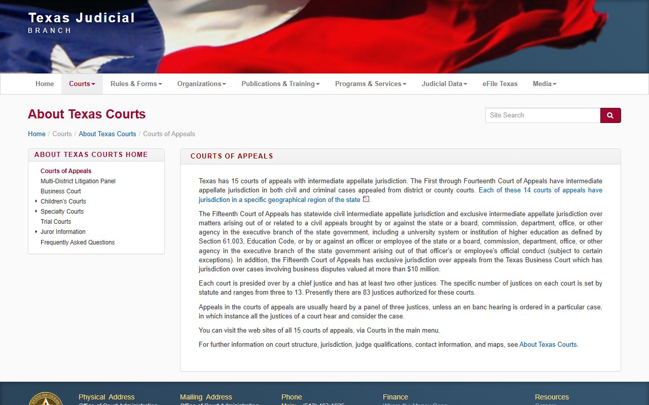 Dallas County warrant records Texas courts of appeals overview page